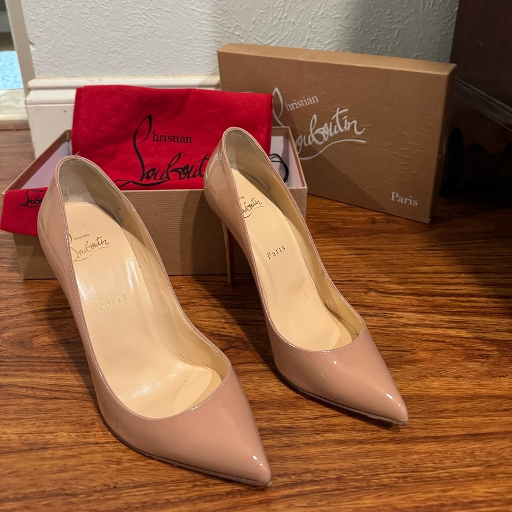 Christian Louboutin Pigalle Follies Heels Nude Patent Size 8.5US / 38.5EU - Picture 3 of 10